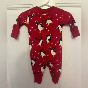 HANNA ANDERSSON Baby Zip Sleeper Penguin Party Christmas Pajamas Holiday PJs 50